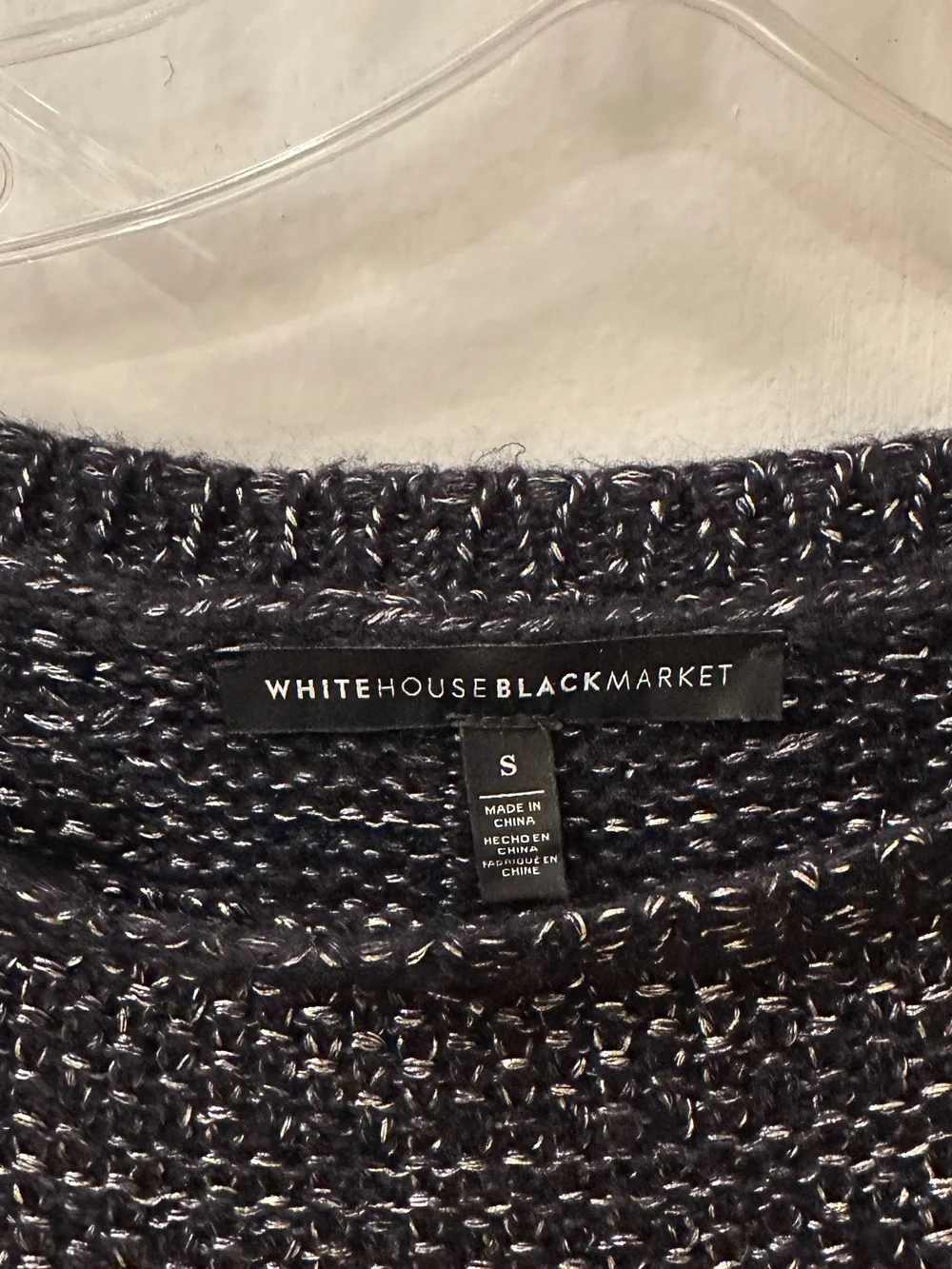 White House Black Market Black Metallic Scoop Neck Sweater